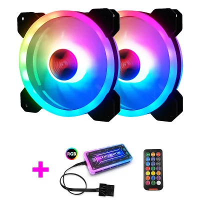Цветной 120 мм круглый RGB cpu охлаждающий вентилятор+ пульт дистанционного управления с двойной диафрагмой светодиодный светящийся ПК корпус тихий вентилятор водяного охлаждения - Цвет лезвия: Золотой