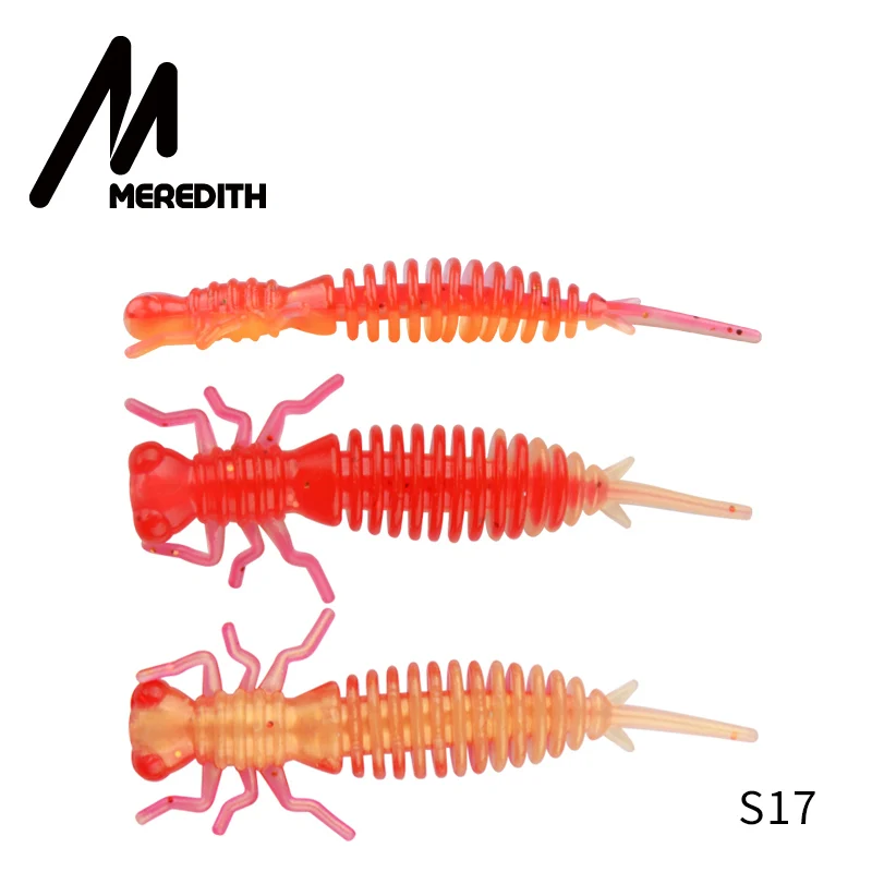 S17 От магазина MEREDITH 8 шт./лот личинка реалистичный живых насекомых 1,7g 62 мм с наружной резьбой Мягкие Приманки форель червь приманки, мягкие приманки для рыболовных снастей - Цвет: S17