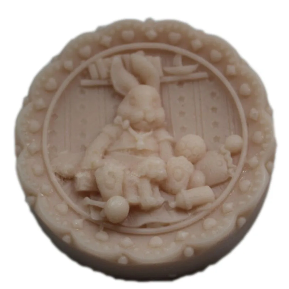 Пасхальный кролик зернистость белый круглый ручная работа силиконовая форма для