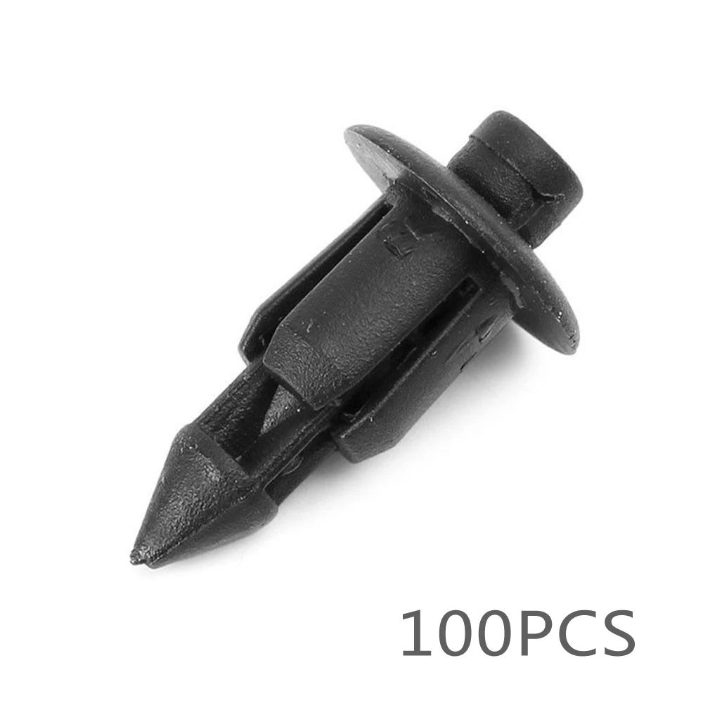 

100pcs For Honda Clips 6mm Car Hole Plastic Rivets Fastener Push Clip Black Auto Vehicle Door Trim Panel Retainer Fastener Clips