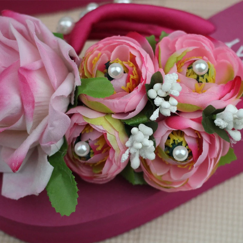 Женские летние шлепанцы с искусственным жемчугом и цветочным принтом пляжная