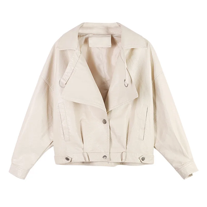 Женская байкерская куртка из искусственной кожи Короткая Повседневная мягкой