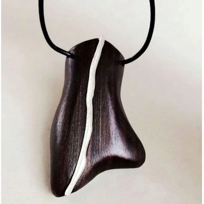 Ethnic Ebony Wooden Pendant Necklace Black Leather Minimalist Wood For Women Vintage Natural Jewelry | Украшения и аксессуары