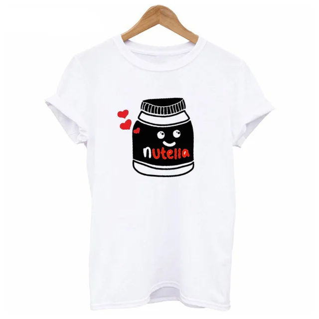 Забавная новая одежда для пары летняя крутая женская футболка с принтом Nutella