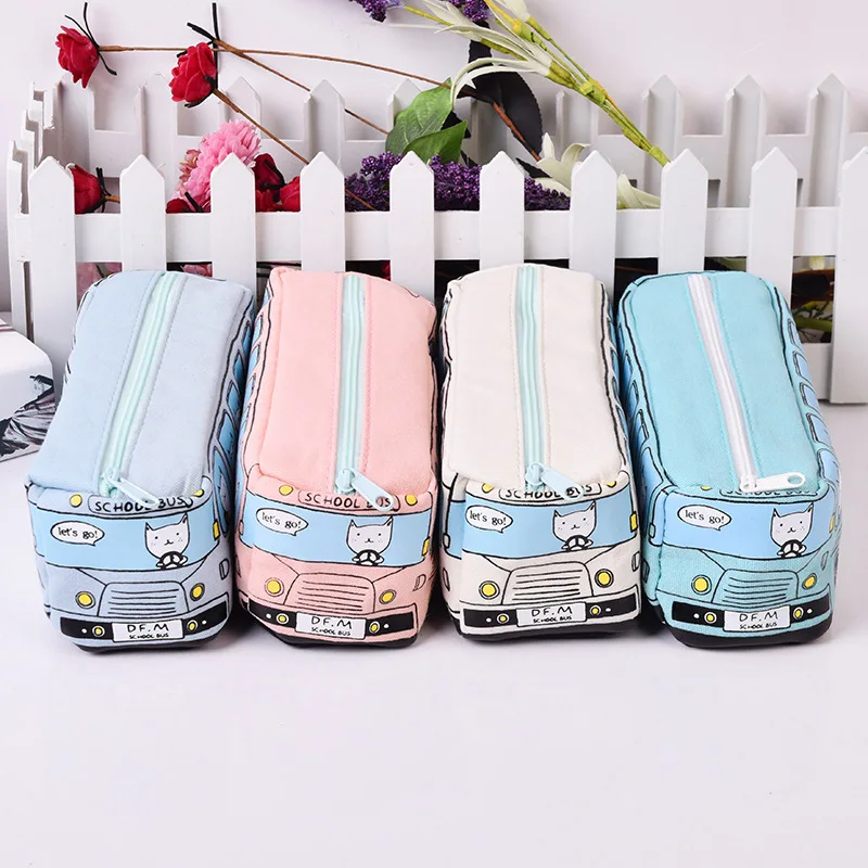 

Form New Animal School Bus Stationery Canvas Pencil Case Storage Organizer Pencil Bag gift Office School Stationery supply