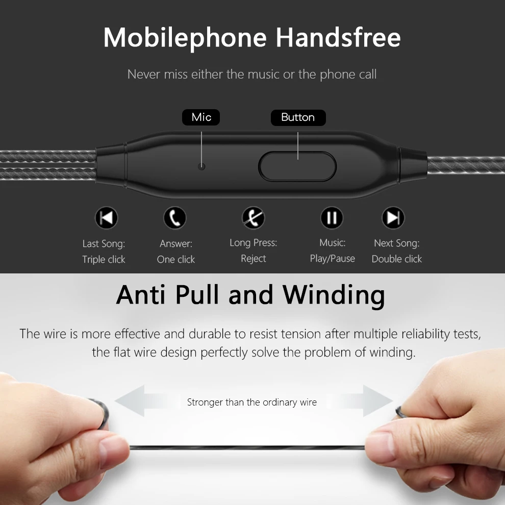 MUSTTRUE PN4 наушники вкладыши проводные стерео музыка бас гарнитура Handsfree с