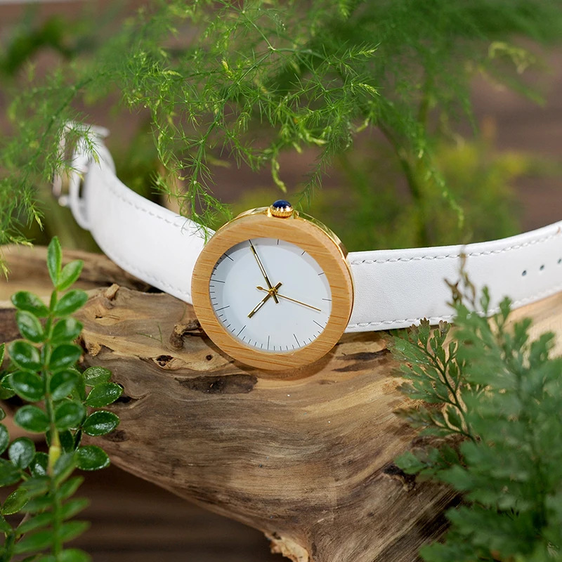 BOBO BIRD WJ27 Брендовые женские часы из бамбуковой стали Кварцевые часы из натуральной кожи с деревянной коробкой relojes mujer принимаем OEM