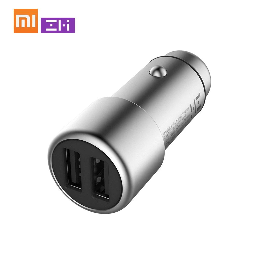Оригинальное автомобильное зарядное устройство Xiaomi ZMI, двойное USB QC3.0, быстрая зарядка, 5 В, 2,4 А, металл, подходит для iPhone, samsung, iPad, huawei, LG, смартфона