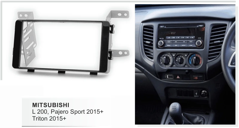 Двойной Din Автомобильная накладка объемная панель для Mitsubishi L200 Pajero Sport Triton+ DVD рамка Dash монтажный комплект фасции Переходная пластина