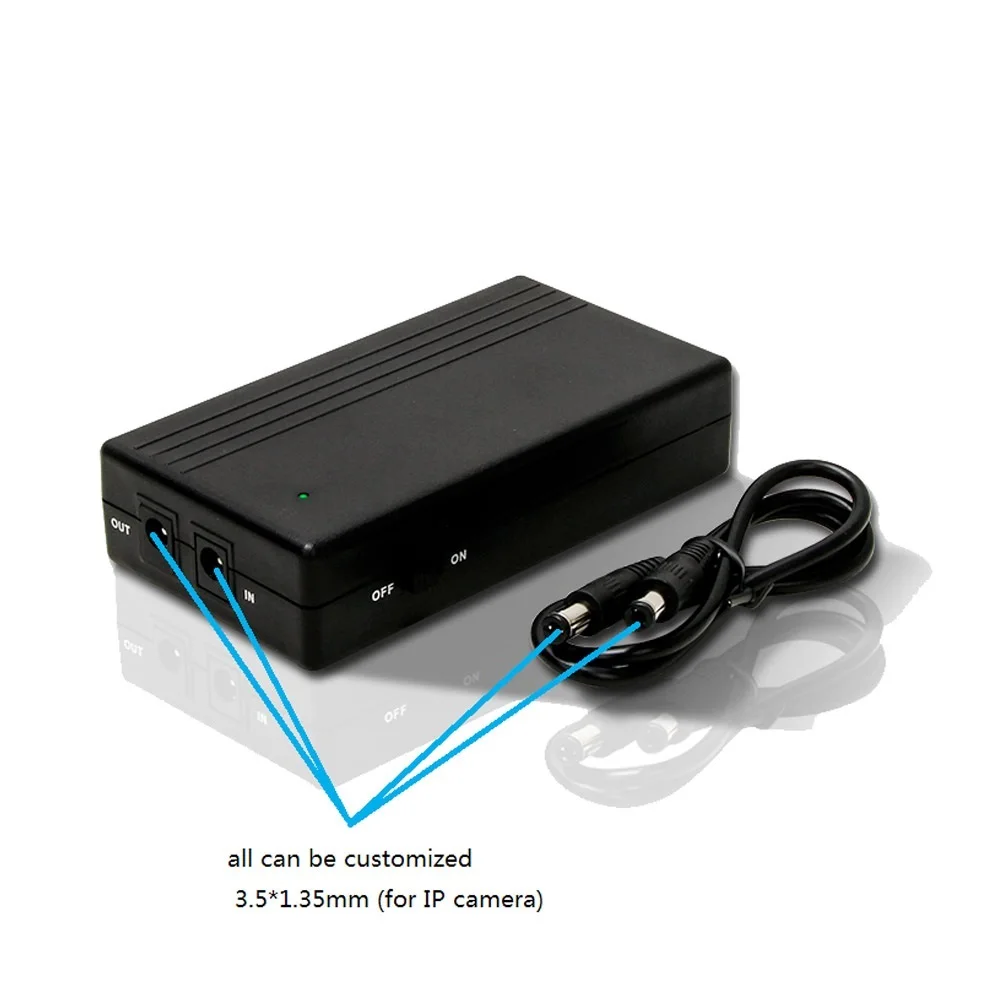 cctv camera DVR NVR With DC input output 12V 2A ups portable power supply 12 volt backup battery |