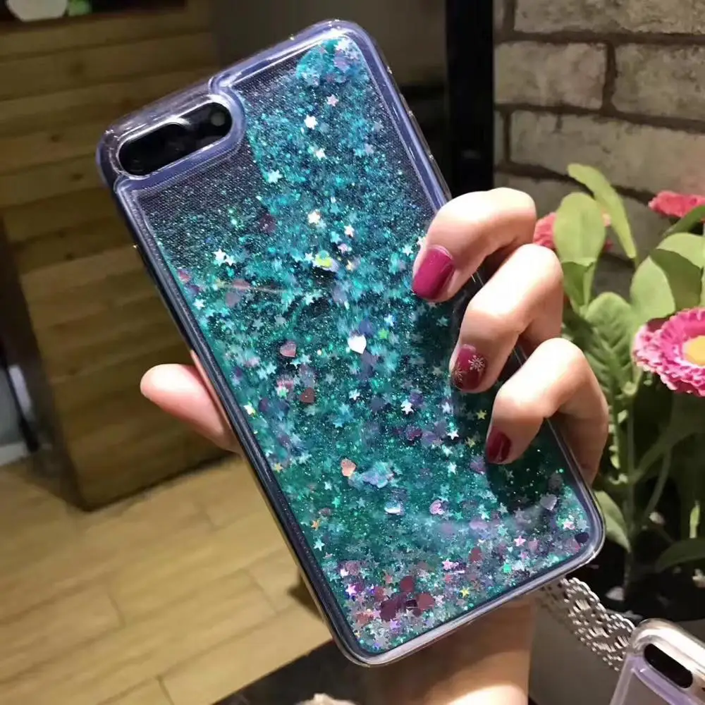 Luxury Liquid Glitter Sand Mobile Phone Cases For Samsung Galaxy S9 S8 S10 Plus S7 Edge Heart Sequins Dynamic Plastic Soft |