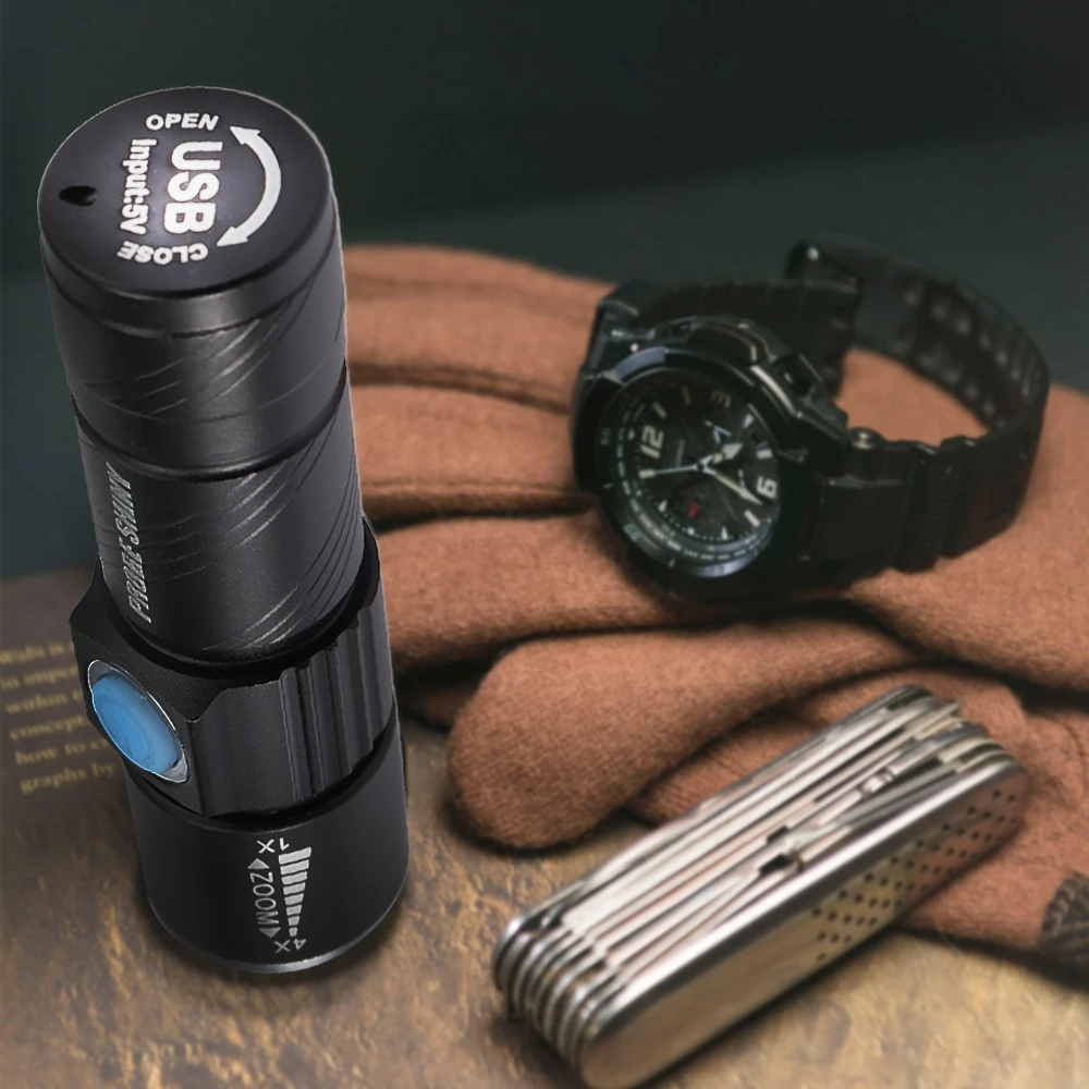 Мини USB Перезаряжаемый фонарик! Регулируемый фокус! Zсветодио дный OOM