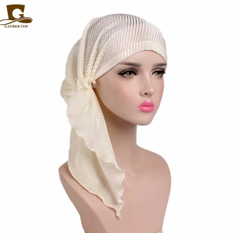 

New fashion women ruffle headscarf Chemo Hat Turban Head Scarves Pre-Tied Headwear Bandana Tichel for Cancer Turbante