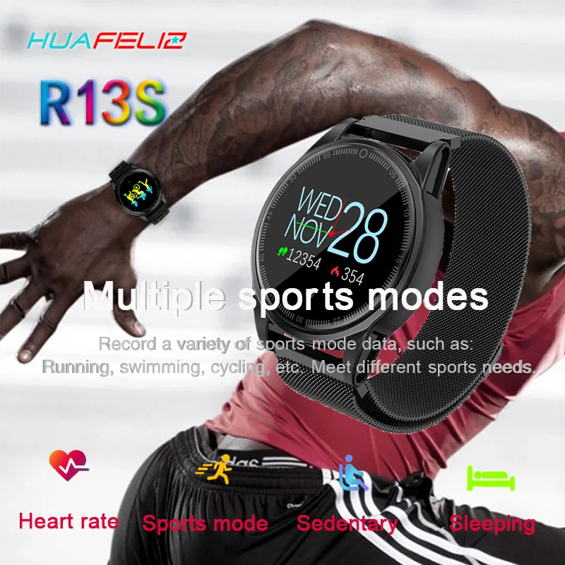 R13S Смарт-часы R13 наручные часы Мужчины монитор сердечного ритма Sport Band