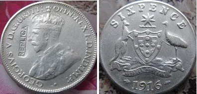 

Австралия, шесть пенсов, 1916 копии монет