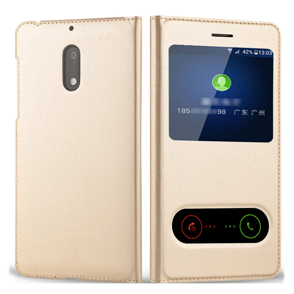 Откидной кожаный чехол для телефона Nokia 6 Nokia6 5,5 дюймов роскошный противоударный чехол с прозрачным окном 360 полный защитный чехол
