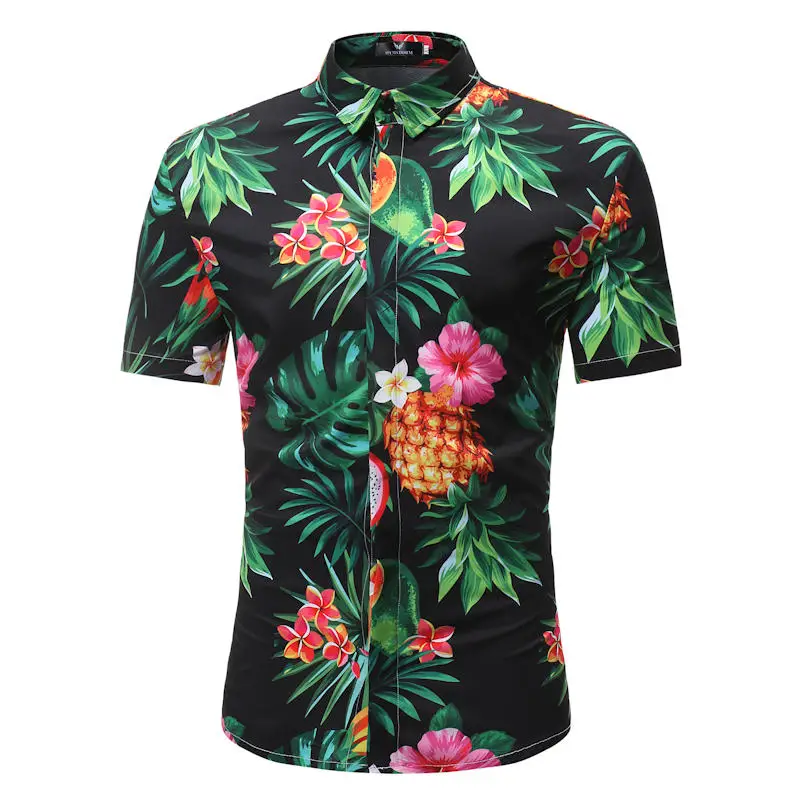 S103 Новое поступление мужская гавайская рубашка мужская повседневная Camisa Masculina с принтом 13 цветов пляжные рубашки с коротким рукавом брендовая одежда 3XL - Цвет: S103