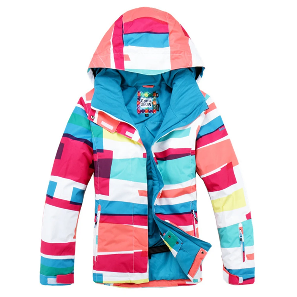 GSOU зимняя Лыжная куртка для женщин ветрозащитные пальто сноубординга