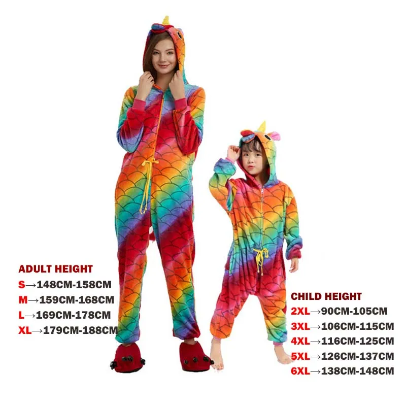 Пижамный комплект в виде единорога для мужчин и женщин фланелевая одежда сна с