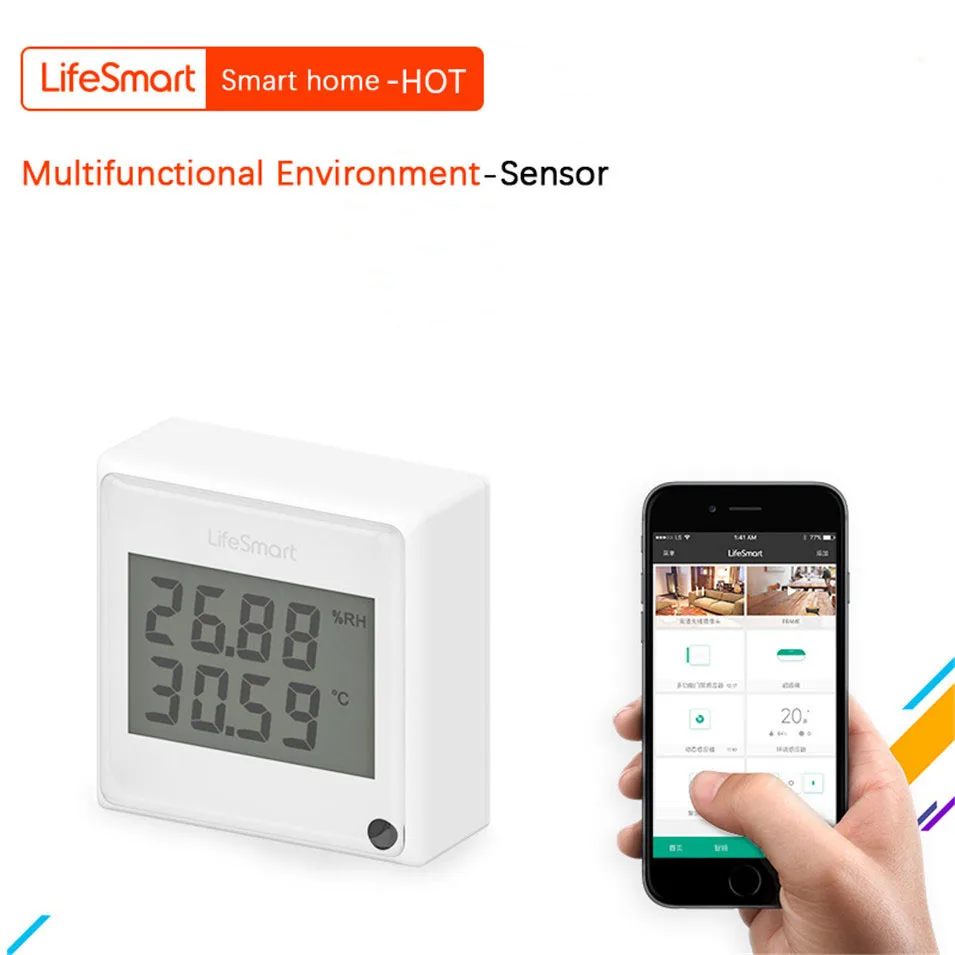 Lifesmart Многофункциональный Защита окружающей среды Сенсор 433 мГц монитор Крытый