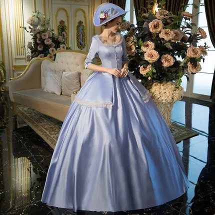

Cinderella BlueVintage long ball gown medieval dress Renaissance Gown queen dress Victorian cosplay ball gown Belle