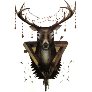 Водонепроницаемая временная татуировка для мужчин, олень, хна, тату для мужчин, животное, вспышка, тату, наклейка, ложная татуировка, рукав