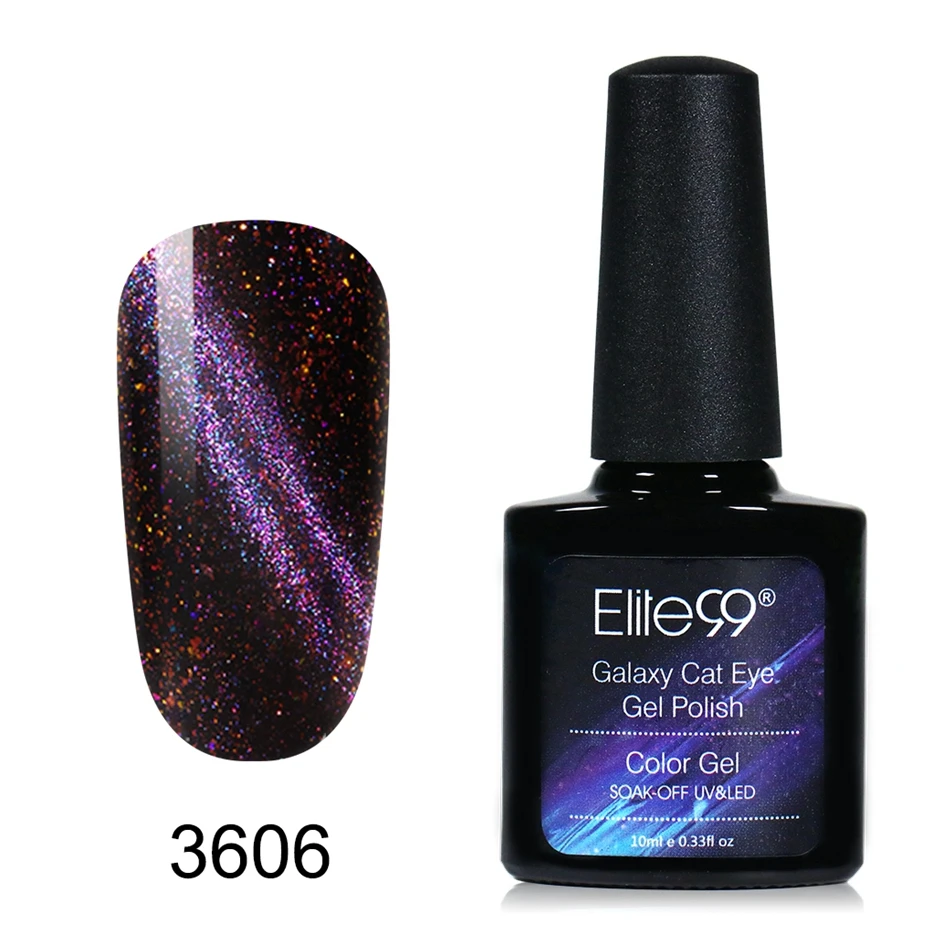 3606 Elite99 10 мл Galaxy Гель-лак для ногтей с эффектом «кошачий глаз» лак использовать с черным блеском магнит дизайн ногтей замочить от Led Galaxy эффект гель лак - Цвет: 3606