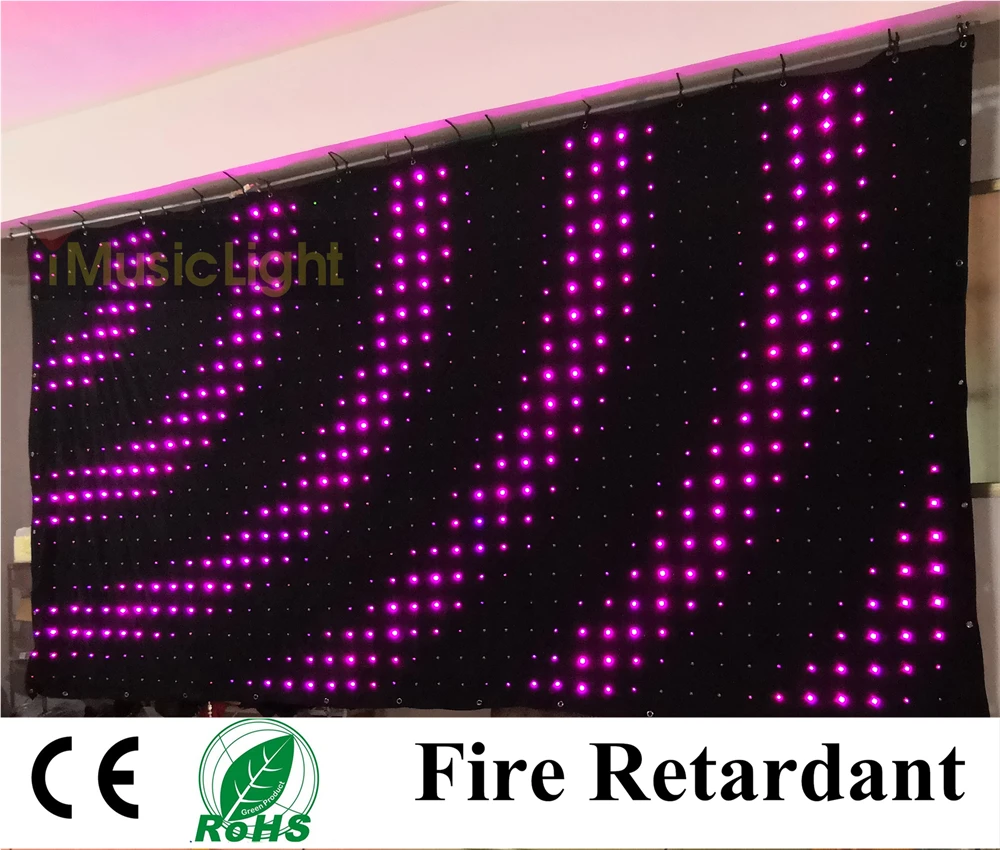 Р9 2 м х 4 светодиодный видео занавес DMX 9 см расстояние ПК/DMX контроллер с sd-картой |