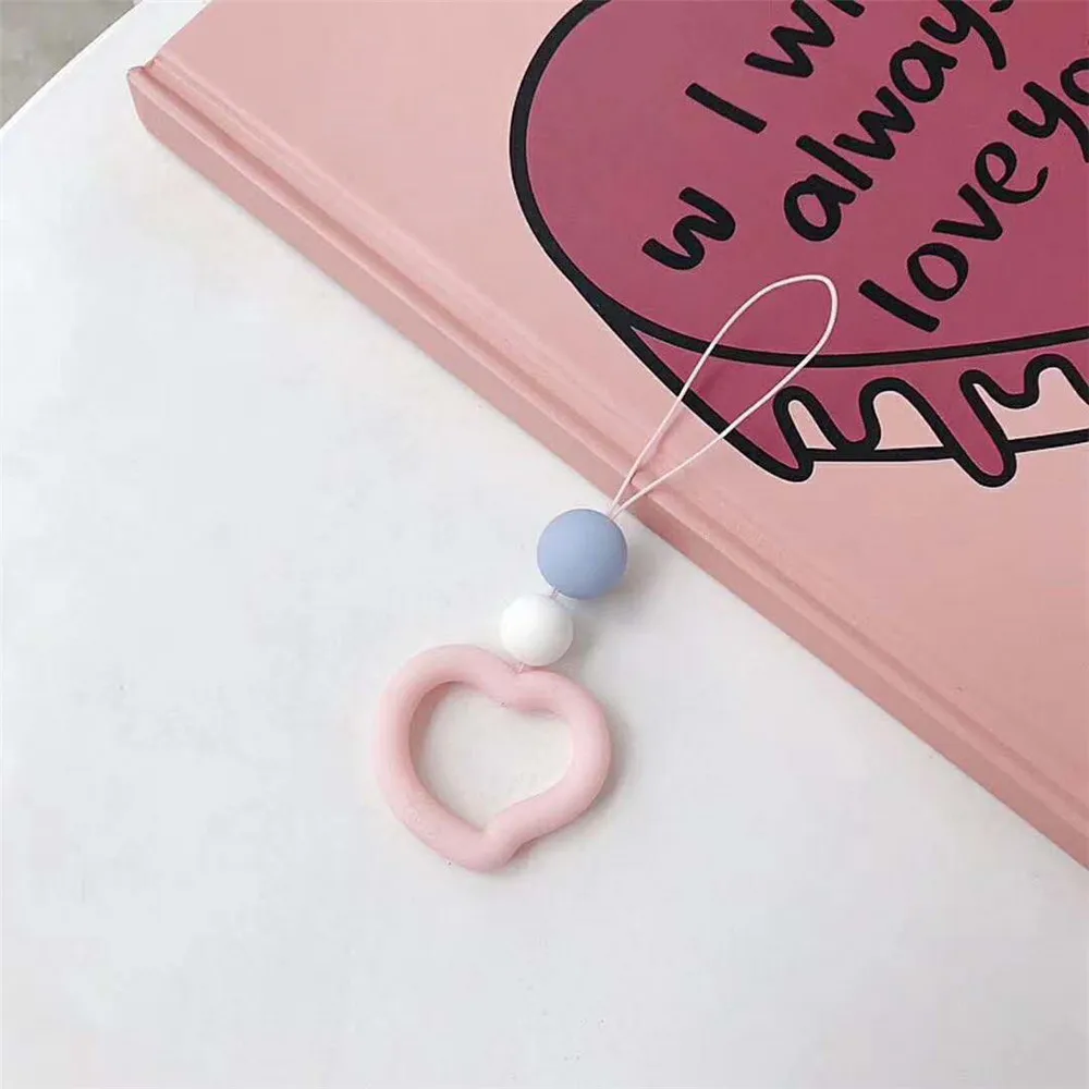 Universal Mobile Phone Ring Finger Strap Charm Lanyard Silicone love heart Macaron Kwaii Cute Loop Unique Soft For IPhone | Мобильные