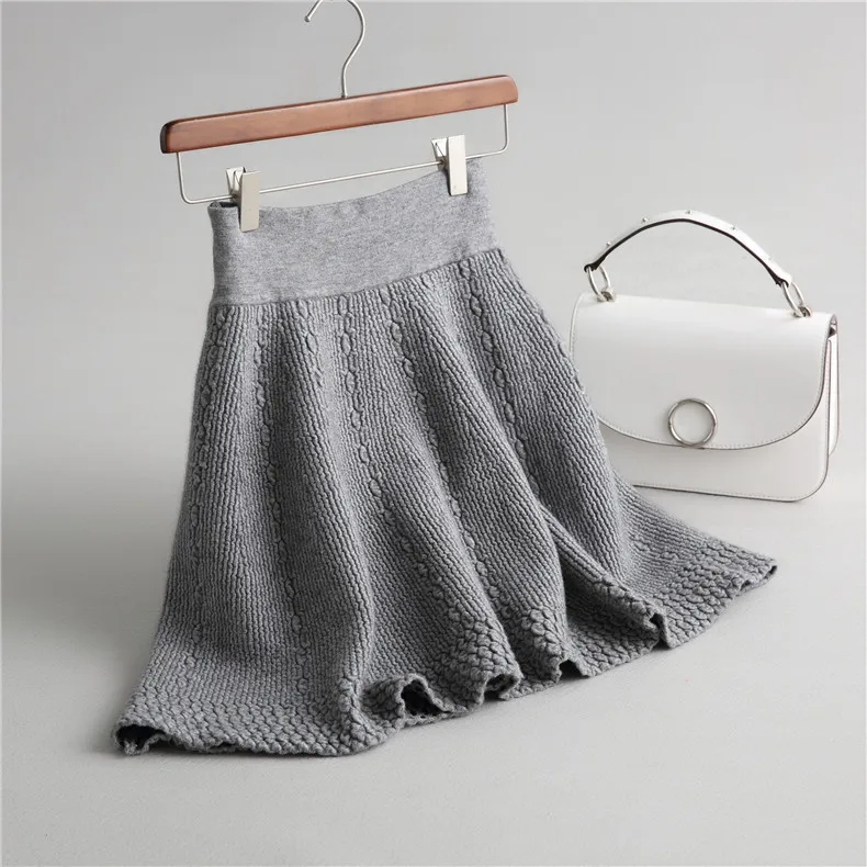 Женская трикотажная юбка трапеция черная или серая теплая плотная мини стрейч с