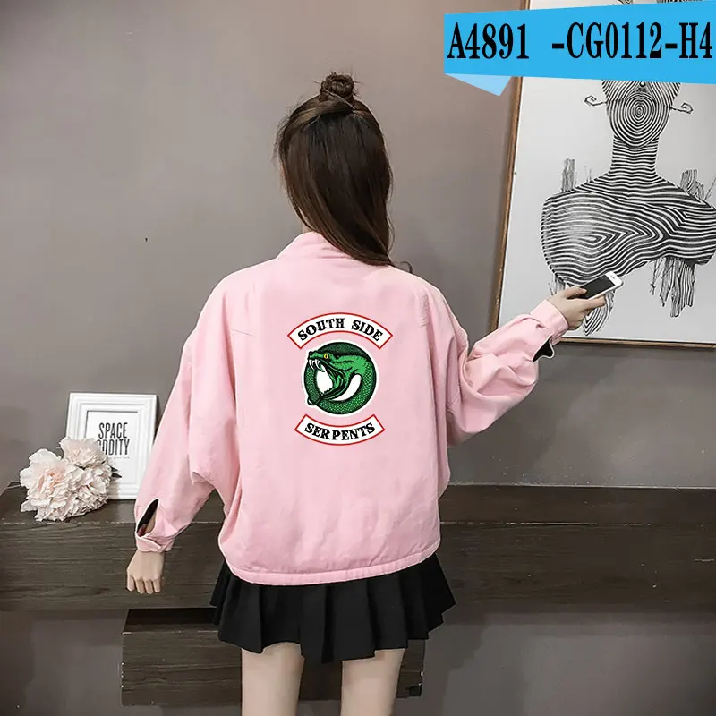 pink LUCKYFRIDAY ривердейл куртки Для женщин трендовые продукты тонкий в стиле Харадзюку; сезон весна-осень; "South Side serpents", куртка, детская одежда - Цвет: pink
