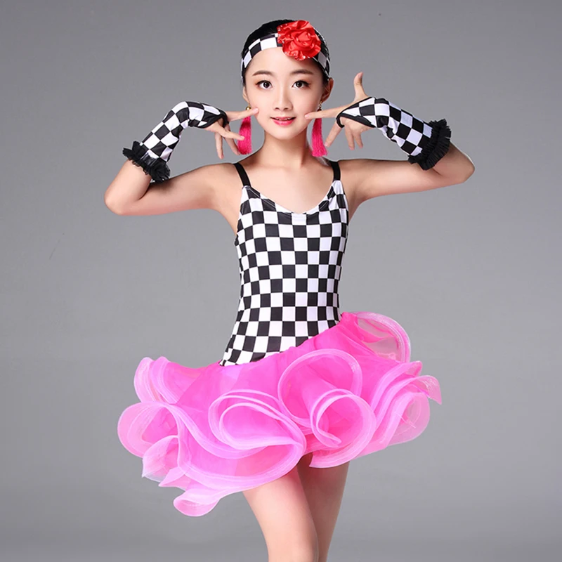 Детская одежда для девочек танцевальное платье латинских танцев розовые платья