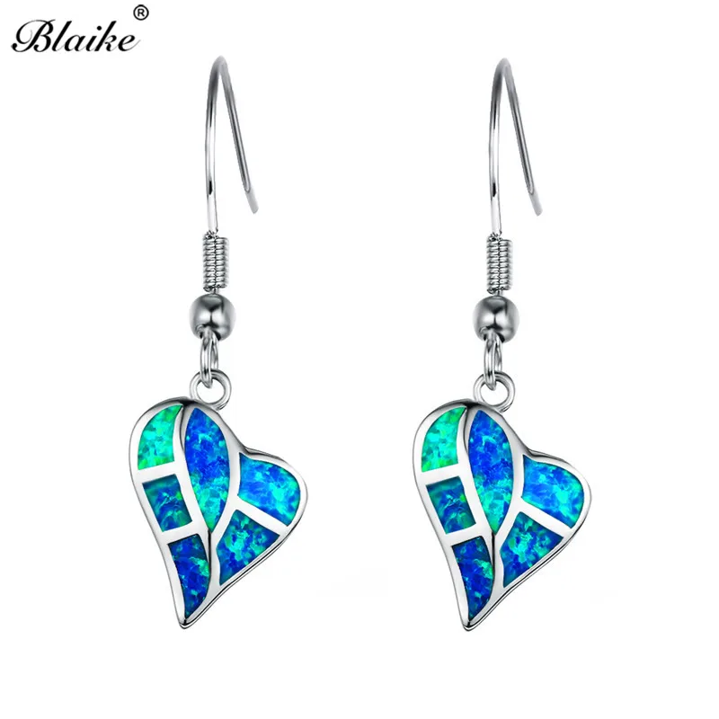 Blaike Ocean Blue/White Fire серьги в виде капель с опалом для женщин серебро 925 пробы радужные