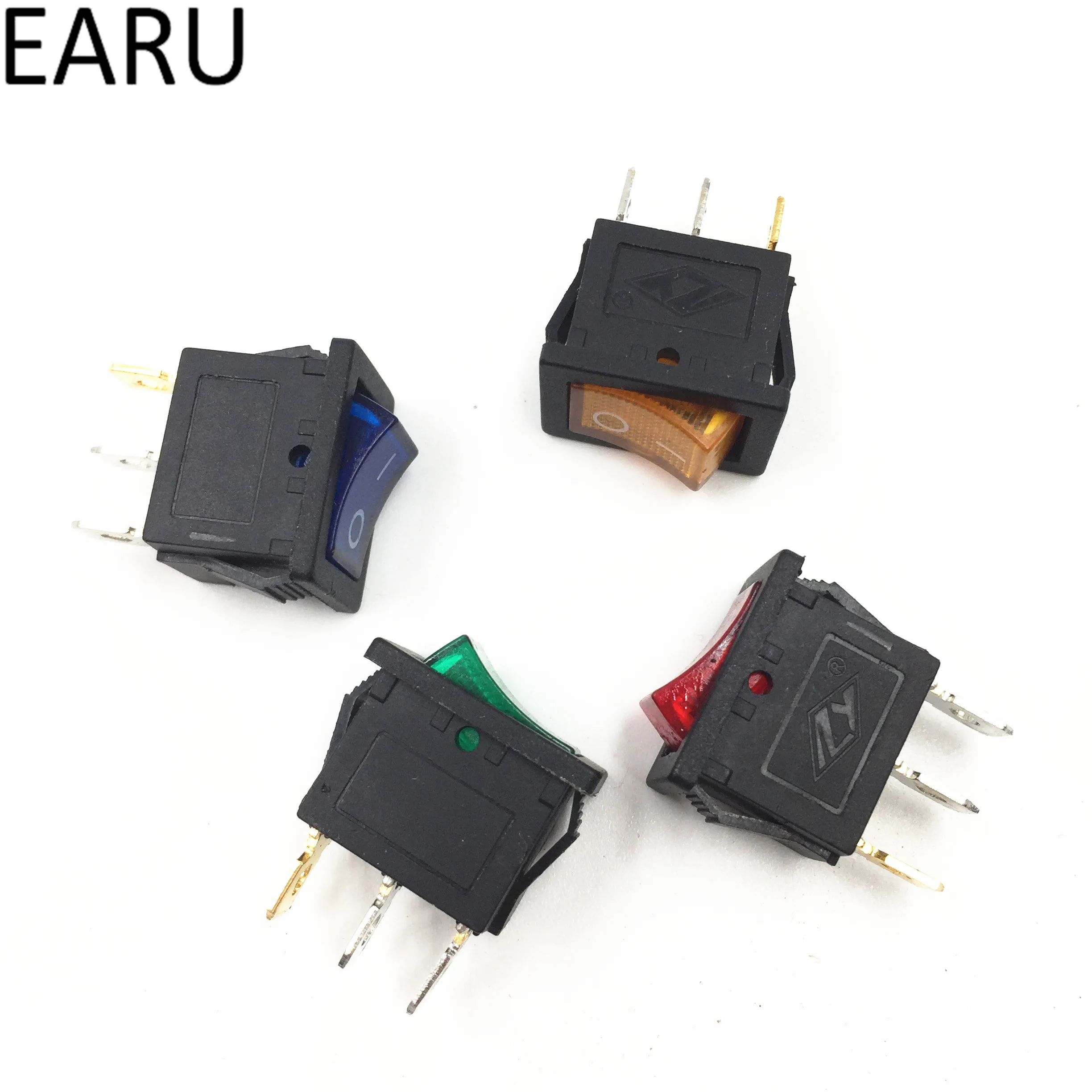 1pc DIY Locking KCD1 Red Blue Yellow Green Button On-Off 3Pin DPST Boat Car Rocker Switch 6A/10A 250V/125VAC Push | Обустройство дома