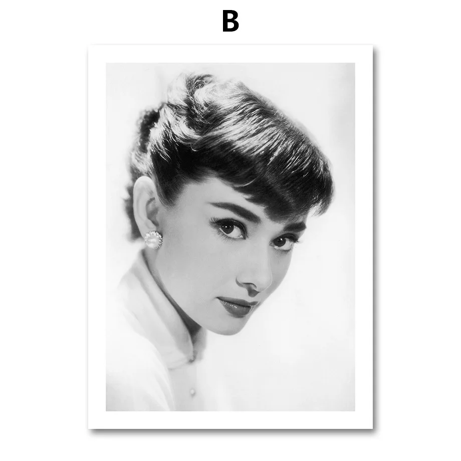 Одри Хепберн настенная печать холст живопись скандинавские плакаты и принты черно-белые настенные картины для украшения гостиной - Цвет: B