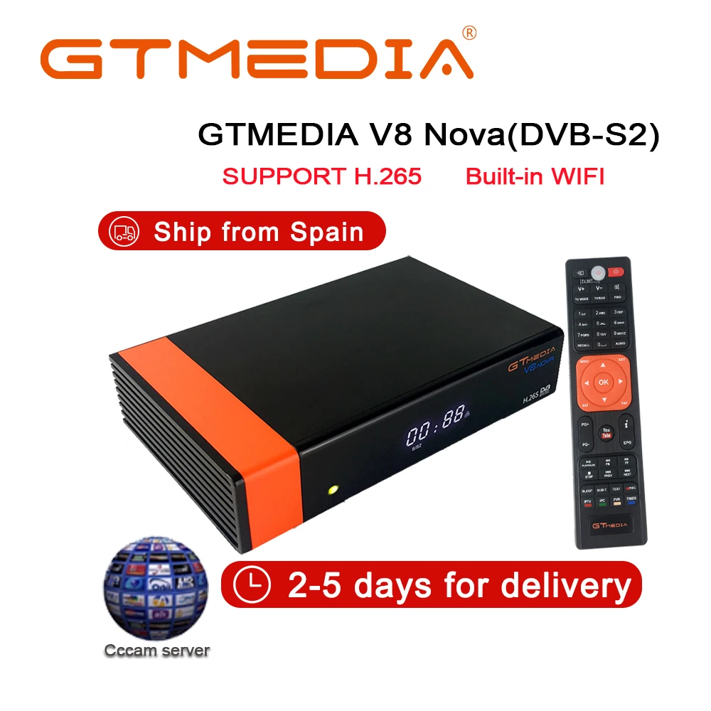 Рецептор Gtmedia V8 Nova встроенный wifi мощность по freesat v8 супер DVB-S2 1 год Европа Cccam на 1 год ТВ коробка такая же как V9 супер