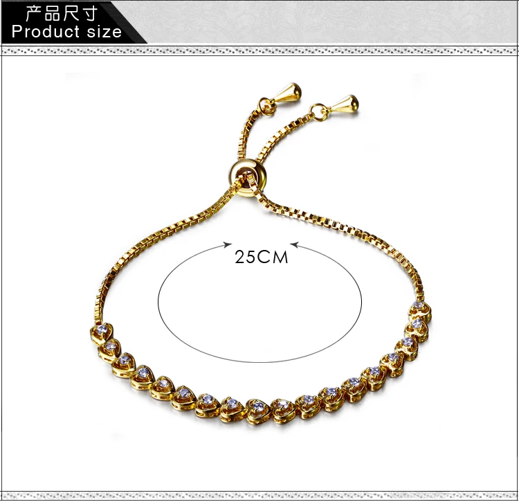 DC1989 Banquet party gift Rhodium and Gold plated Heart shape Synthetic Cubic Zirconia Copper Bracelet for women SB06060-F