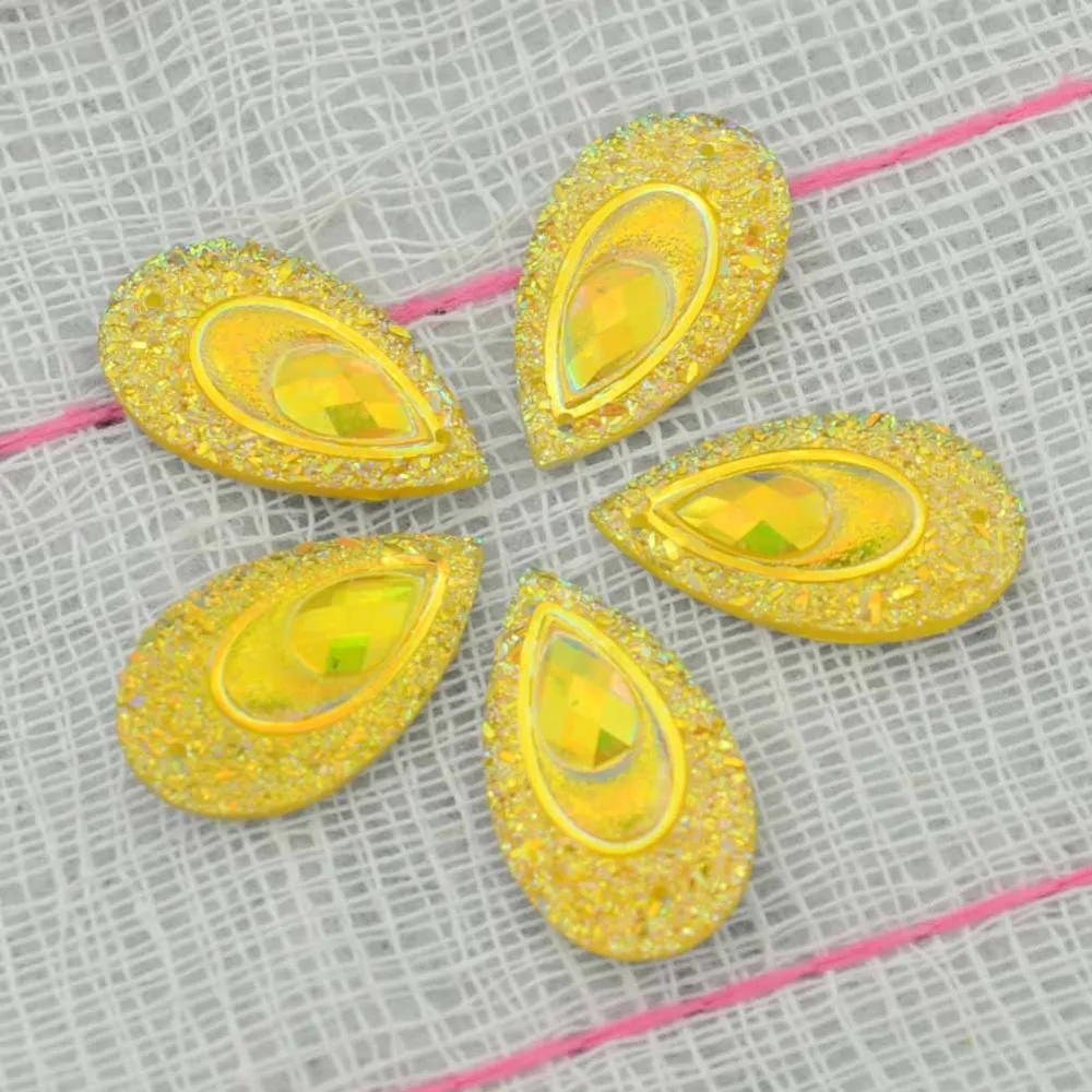 Boliao 20 Pcs 15*27 мм грушевидной формы AB смолы Аппликации/Craft/домашний тренировочный костюм для декора сумки 2-отверстие
