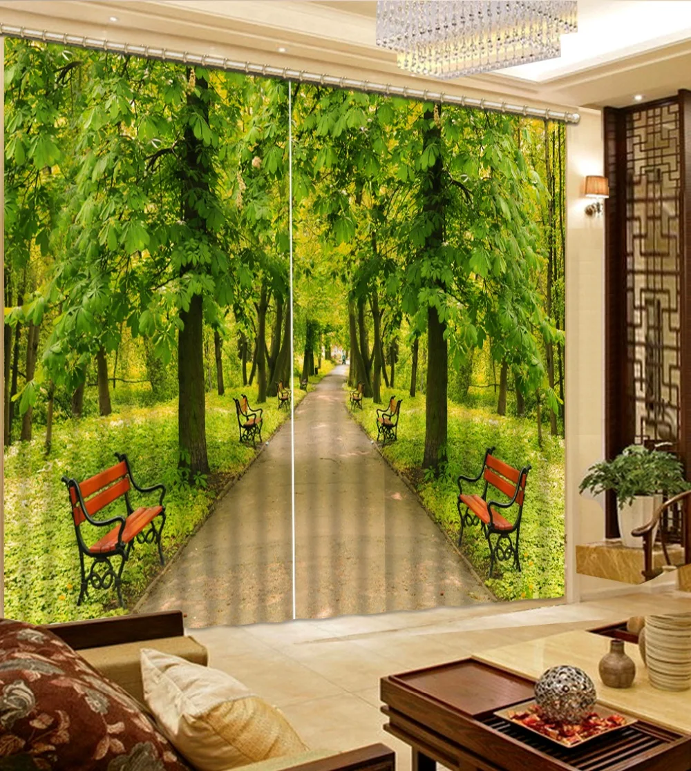 

Photo 3D Curtains New style Window Curtain Blackout 3D Curtains For Bedroom Living Room Photo Curtains Park tree