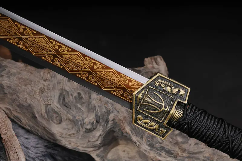 Коллекционный меч полностью Китайский династии Хань ручной работы 9260 Весна