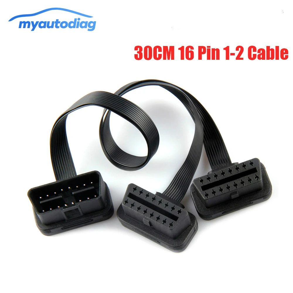 Оригинальный ODB OBD2 кабель 30 см 16 Pin 1 штырь 2 гнездовой OBD II разъем удлинитель авто