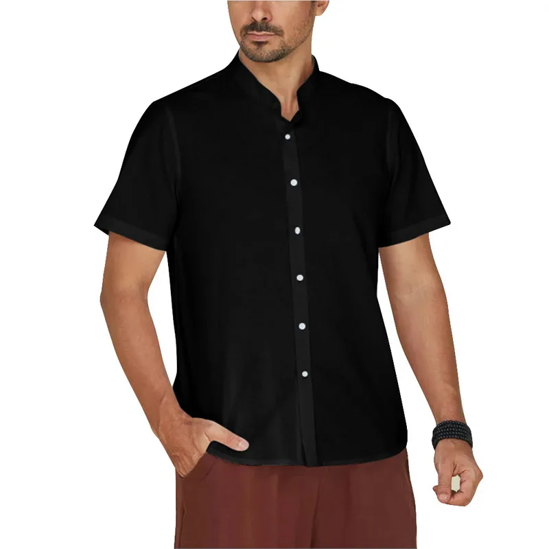 CYSINCOS 2019 повседневная мужская рубашка с коротким рукавом Однотонная летняя