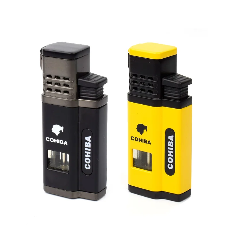 COHIBA зажигалка газовое окно наблюдения специальная Зажигалка 4 струйная газовая с