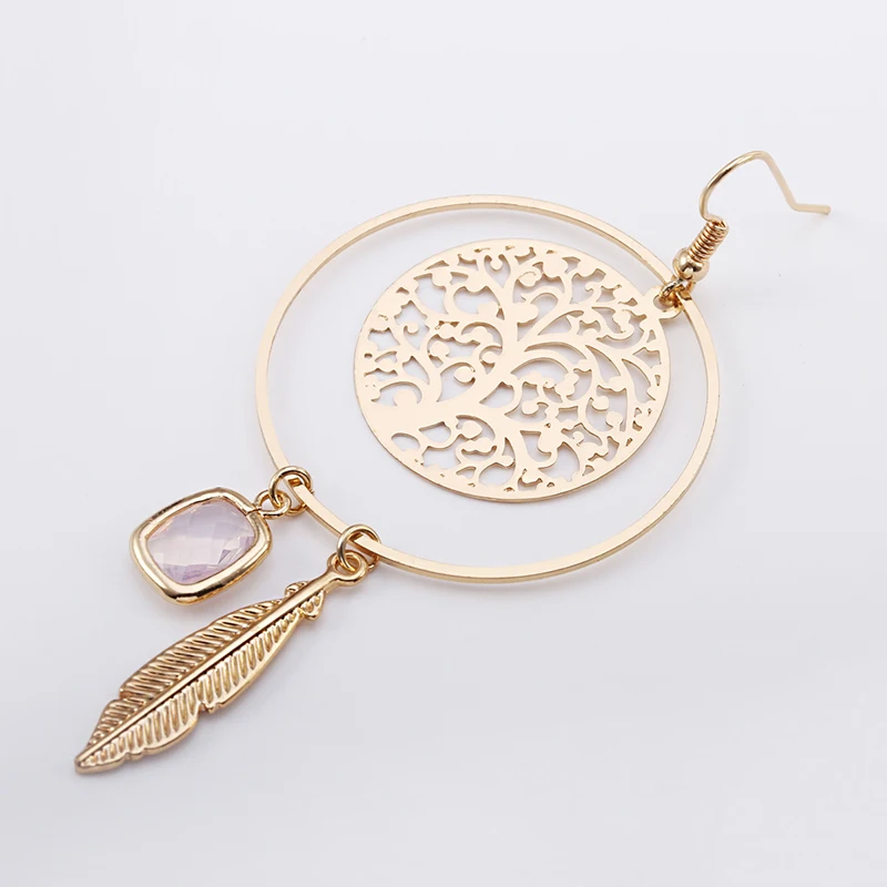 Женские Висячие серьги boucle d'oreille femme элегантные в европейском стиле с листьями дерева жизни