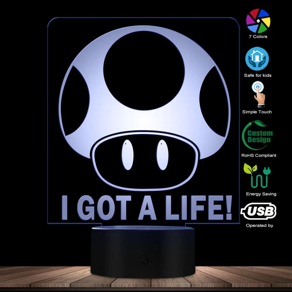 Современная видеоигра Братья I Got A Life 3D светильник с оптической иллюзией домашний
