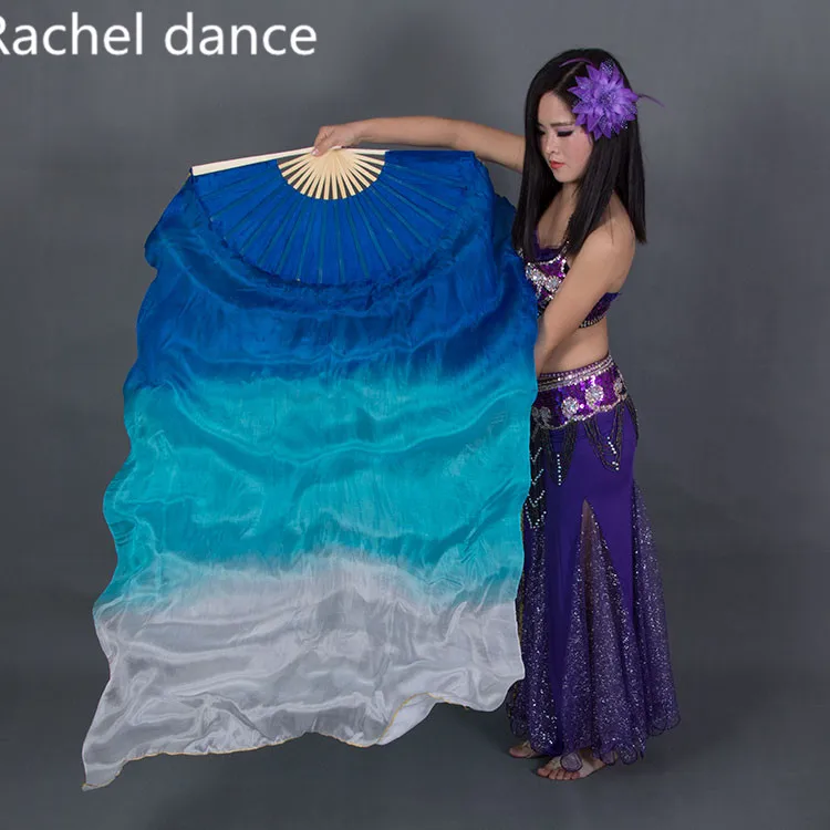 Китайский натуральный 100% шелк восточные танцы веерные вуали градиентные