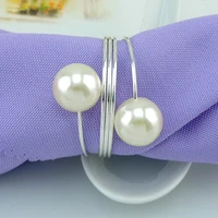 wholesale 20pcslot pearl metal serviette holder for hotel wedding supplies napkin ring restaurant table decors napkin buckle
