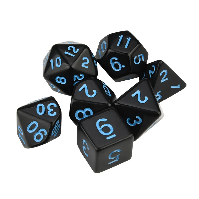 7 шт. кости с цифрами для TRPG игра многогранные D4 D20 мульти сторонее акриловое