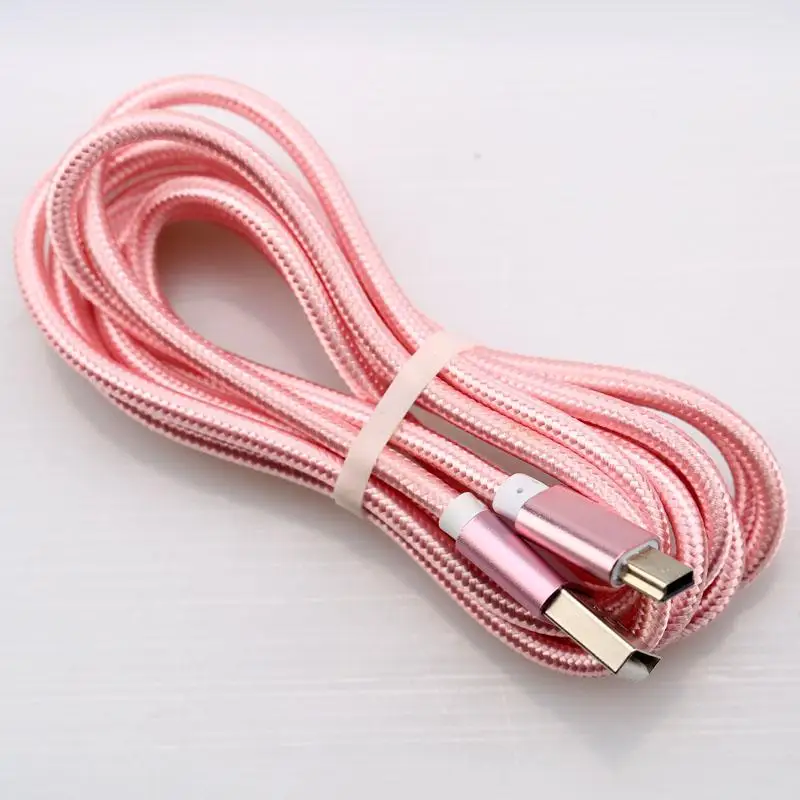 Rose Eighfitech плетеный медный мини Usb кабель для передачи данных адаптер USB 2,0 Т-порт зарядная линия для MP3 MP4 Автомобильный видеорегистратор Камера 1 м/2 м - Цвет: Rose