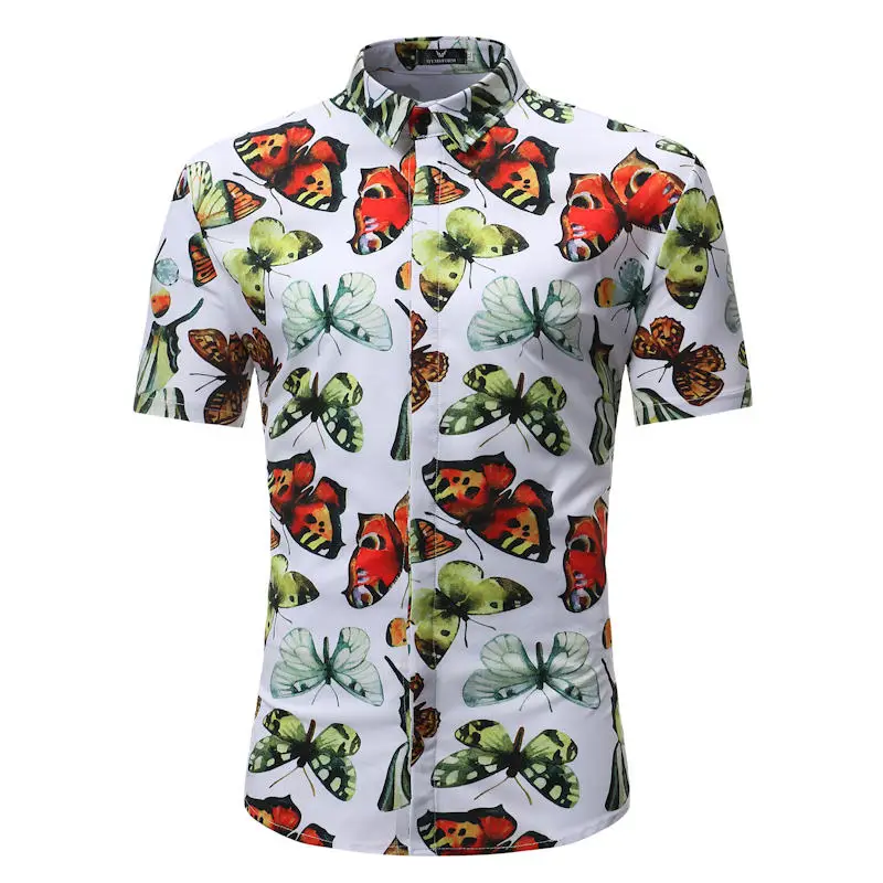 Новое поступление мужская гавайская рубашка 2019 повседневная Camisa Masculina с принтом